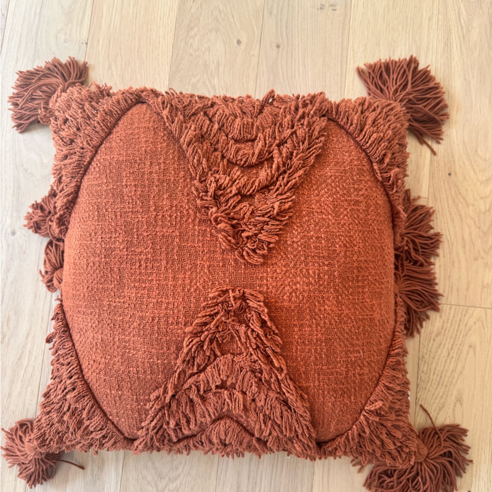 Urban Outfitters Rust Accent Pillow with Fringe